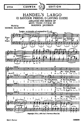 G.F. Händel: Largo (O Saviour Friend), Mch4Klav (Part.)