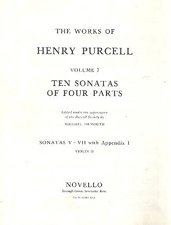 H. Purcell: Ten Sonatas Of Four Parts Violin 2 (Sonata, Viol