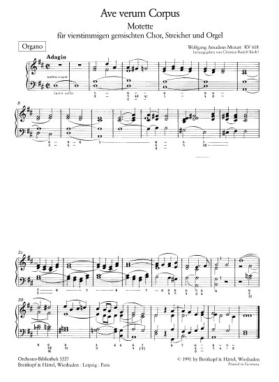 W.A. Mozart: Ave verum Corpus KV 618, Gch4StrOrg (Org)