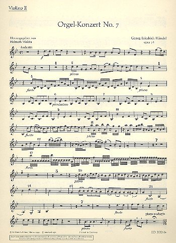 G.F. Händel: Orgel-Konzert Nr. 7 B-Dur op. , 2ObFagStr (Vl2)