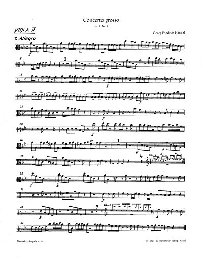 AQ: G.F. Händel: Concerto grosso B-Dur op. 3/1 HW,  (B-Ware)