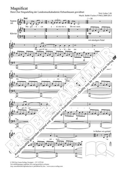 DL: B. Fischer: Magnificat G-Dur (2009/2013/202, FchKlav (Pa