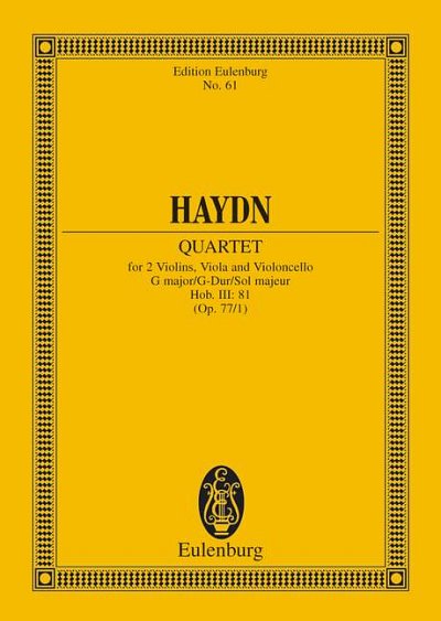 J. Haydn: Quatour à cordes Sol majeur, "Komplimentier"