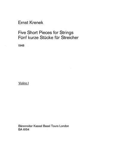 E. Krenek: Five Short Pieces for Strings (Fünf kurze Stücke für Streicher) op. 116 (1948)