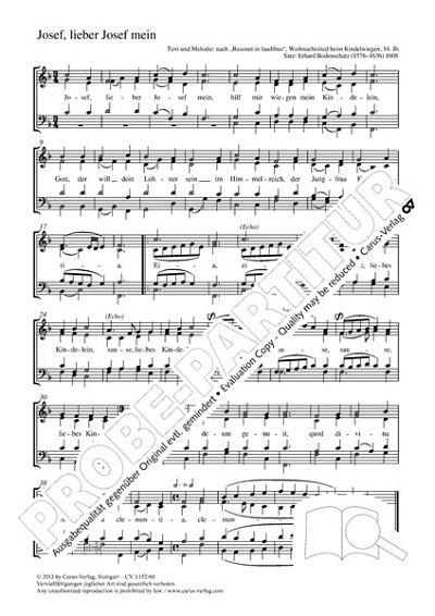 DL: [.B. Erhard: Josef, lieber Josef mein F-Dur (1, GCh4 (Pa
