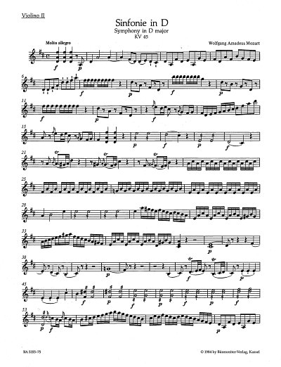 W.A. Mozart: Sinfonie Nr. 7 D-Dur KV 45, Sinfo (Vl2)