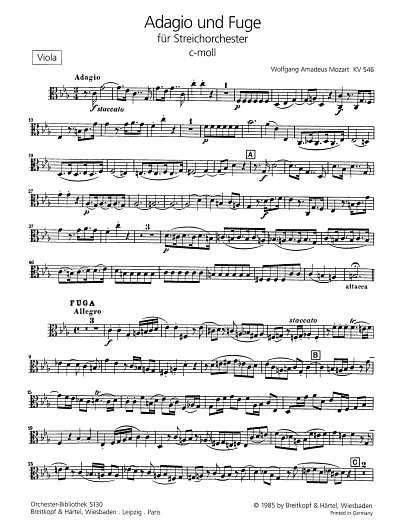 AQ: W.A. Mozart: Adagio und Fuge c-Moll KV 546  Vio (B-Ware)