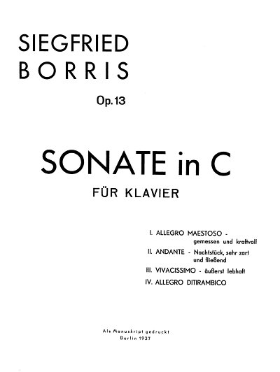 S. Borris: Sonate In C Op 13 I