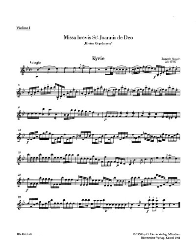 J. Haydn: Missa brevis St. Joannis de Deo, GesGch2VlBc (Vl1)