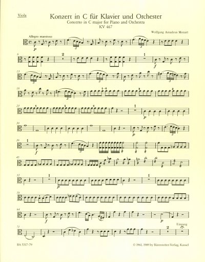 W.A. Mozart: Konzert Nr. 21 C-Dur KV 467, KlavOrch (Vla)