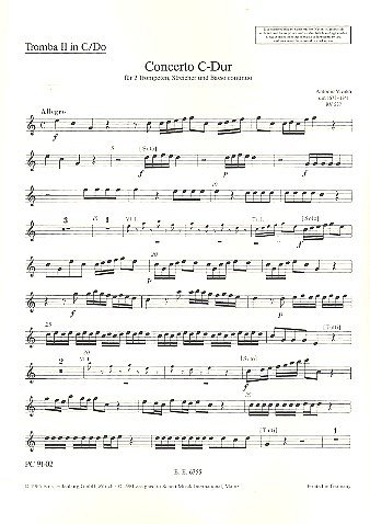 A. Vivaldi: Concerto  C-Dur op. 46/1 RV 537/PV 75, 2TrpStrBC
