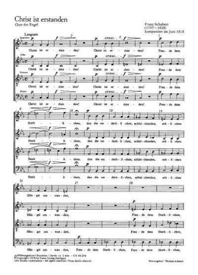F. Schubert: Christ ist erstanden D 440; Chor der Engel / Pa