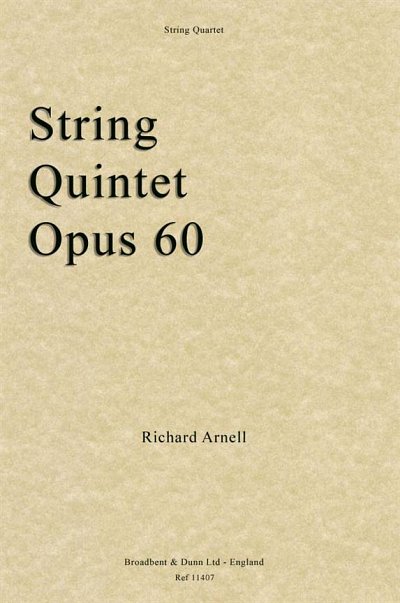 String Quintet, Opus 60, 2VlVla2Vc (Pa+St)