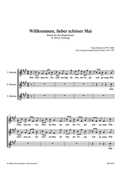 DL: F. Schubert: Willkommen, lieber schoener Mai Kanon fuer 