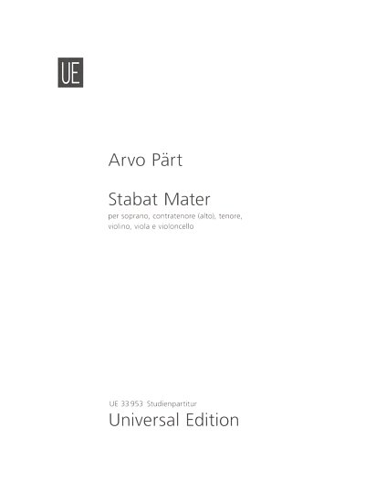 A. Pärt: Stabat Mater, 3Ges3Str (Stp)