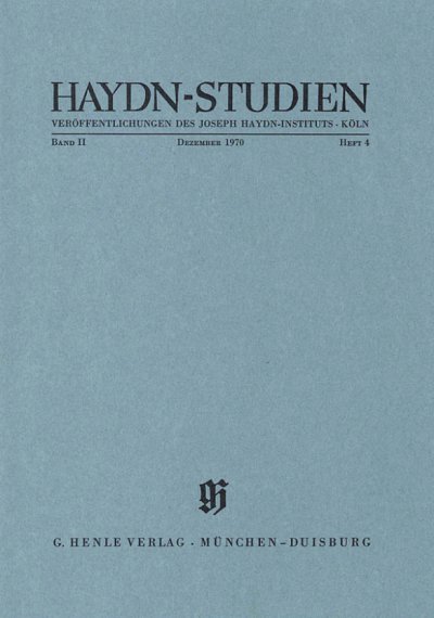 Haydn-Studien Band 2 Heft 4 (Dezember 1970)