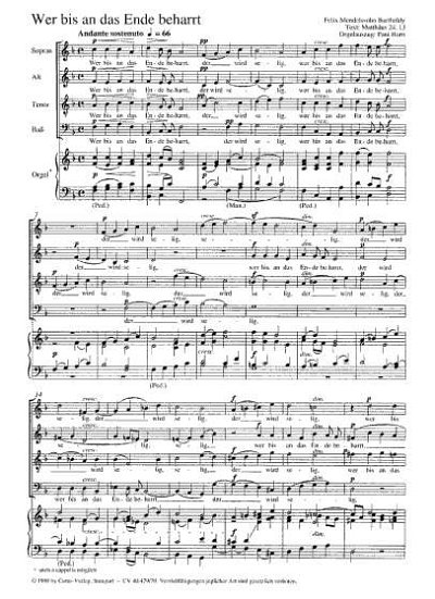 F. Mendelssohn Bartholdy: Mendelssohn: Wer bis an das Ende beharrt; Herr, sei gnädig