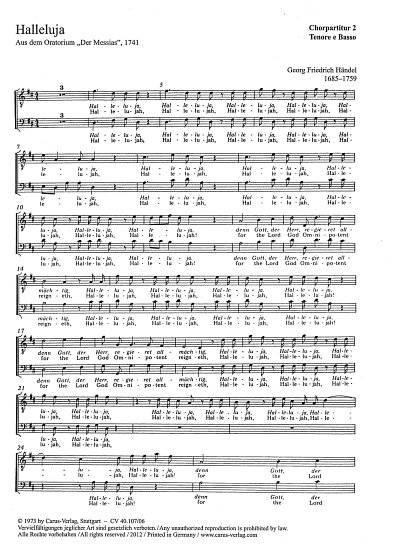 G.F. Haendel: Halleluja aus Der Messias Chorstimme Tenor/Bas