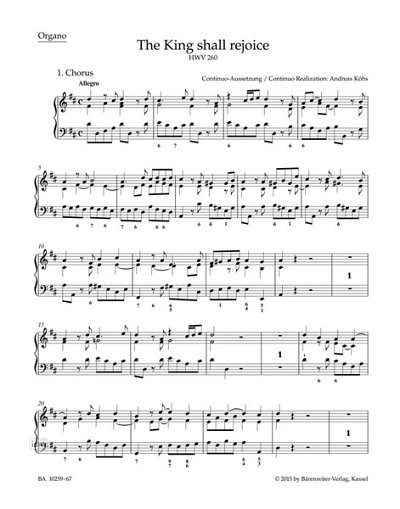 G.F. Händel: The King shall rejoice HWV 26, Gch6OrchBc (Org)