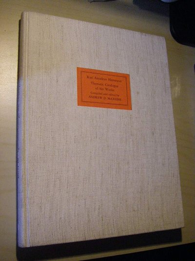A.D. Mccredie: Karl Amadeus Hartmann - Thematic Catalog (Bu)
