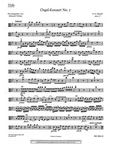 G.F. Händel: Orgel-Konzert Nr. 7 B-Dur op. , 2ObFagStr (Vla)