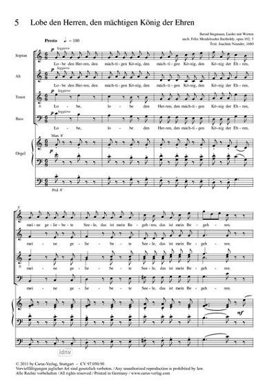 DL: F. Mendelssohn Barth: Lobe den Herren, den m, GchOrg (Pa