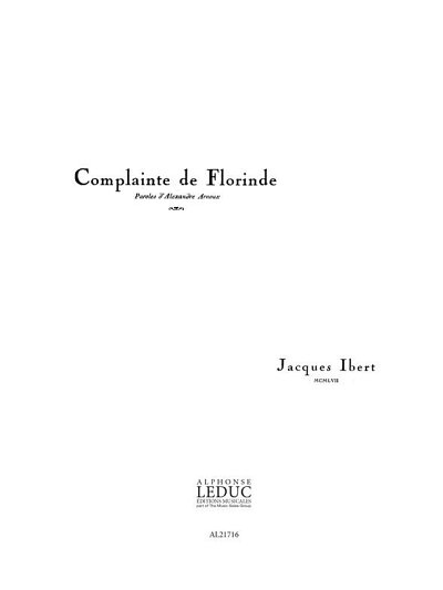 J. Ibert: Complainte de Florinde