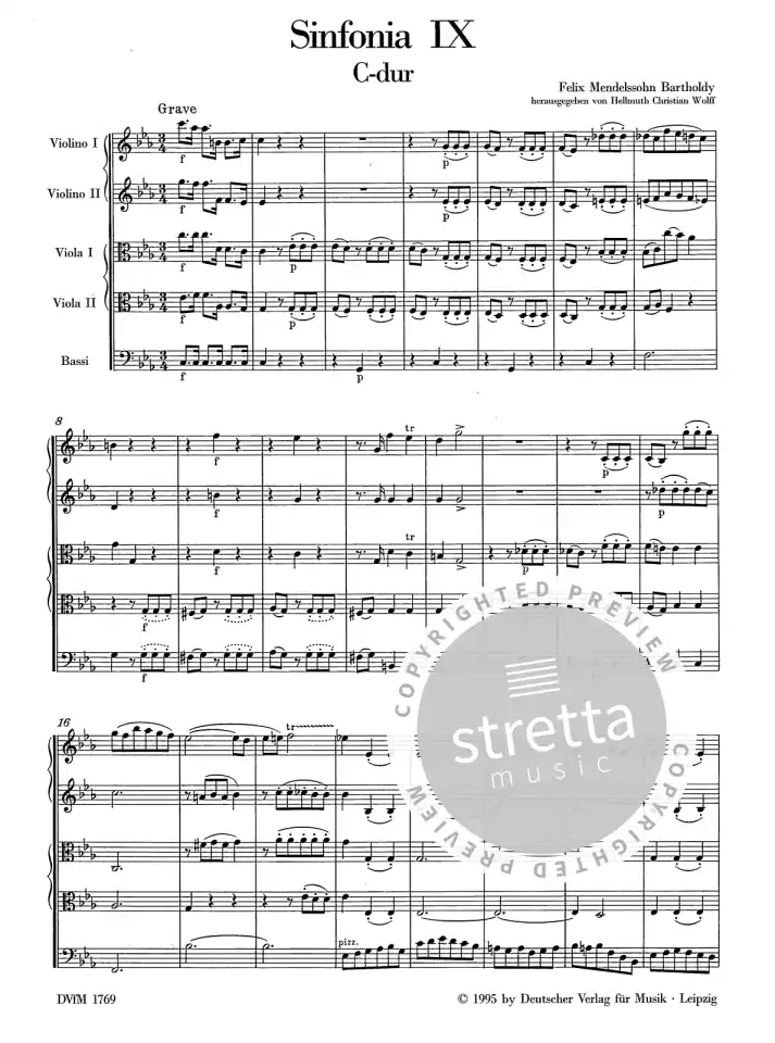 F. Mendelssohn Barth: Sinfonia IX C-Dur, Stro (Part.) (1)