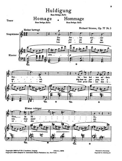 R. Strauss: Gesänge des Orients - 5. Huldigung op. 77 Nr. 5