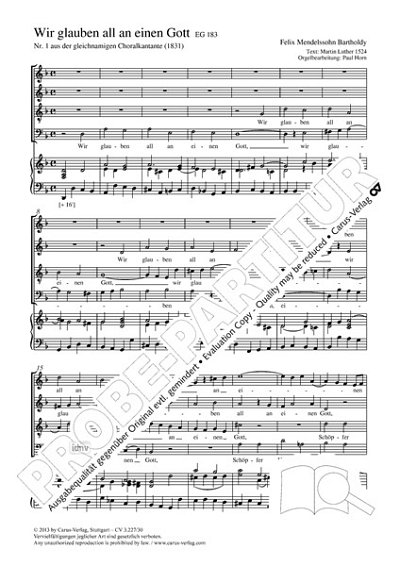 DL: F. Mendelssohn Barth: Wir glauben all an ein, GchOrg (Pa