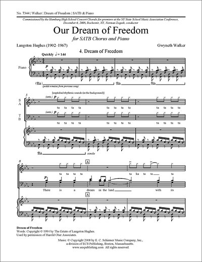 G. Walker: Our Dream of Freedom: No. 4 Drea, GchKlav (Part.)