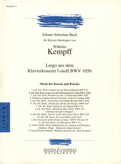 J.S. Bach: Largo (Konzert F-Moll Bwv 1056 Klav Orch) Kempff 