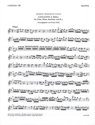 J.F. Fasch: Concerto E-Moll Corona 159