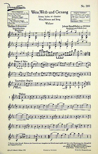 J. Strauß (Sohn): Wein, Weib und Gesang op. 33, Salono (Vl1)
