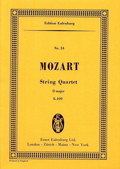 W.A. Mozart: Quartett D-Dur Kv 499 Eulenburg Studienpartitur