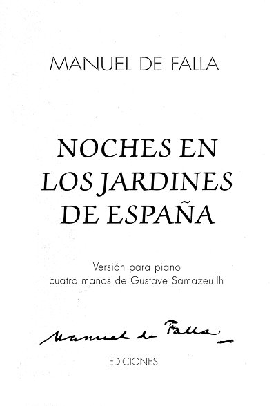 M. de Falla: Noches en los Jardines de Espana, 2Klav (Sppa)