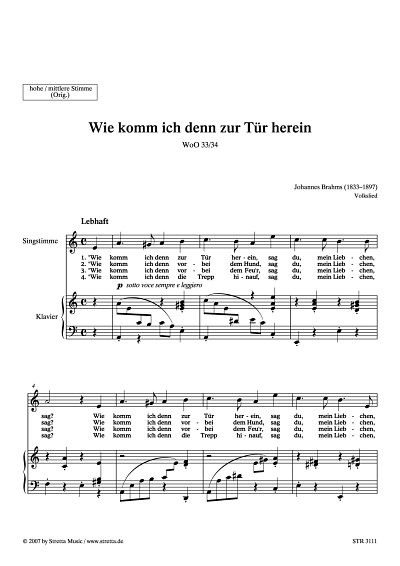 DL: J. Brahms: Wie komm ich denn zur Tuer hinein WoO 33 / 34