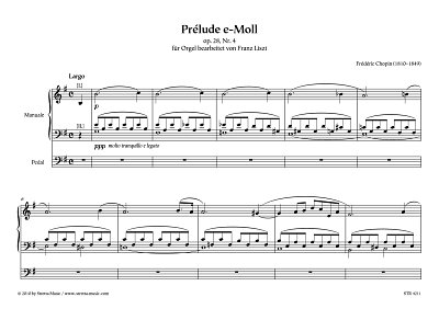 DL: F. Chopin: Prelude e-Moll op. 28, Nr. 4 / fuer Orgel bea
