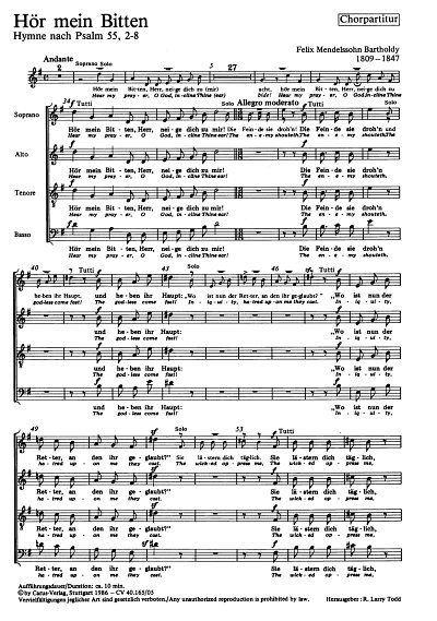 F. Mendelssohn Barth: Hör mein Bitten, GesGchOrc/Or (Chpa)