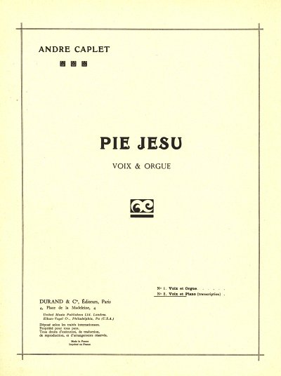 A. Caplet: Pie Jesu Chant-Piano , GesKlav