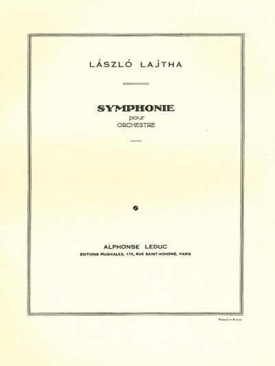 Symphonie -Ou Symphonie N01, Sinfo (Part.)