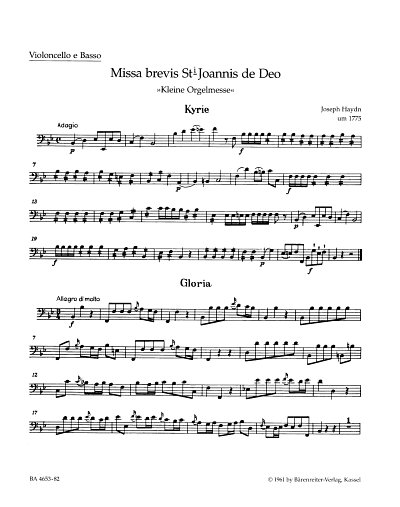 J. Haydn: Missa brevis St. Joannis de De, GesGch2VlBc (VcKb)