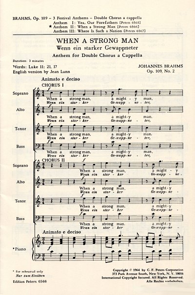 J. Brahms: When a Strong Man [Wenn ein starker Gewappneter] C-Dur op. 109; 2