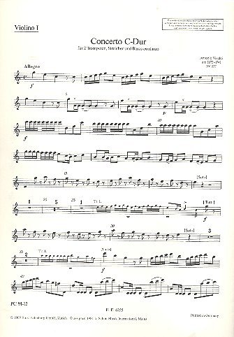 A. Vivaldi: Concerto  C-Dur op. 46/1 RV 537, 2TrpStrBC (Vl1)