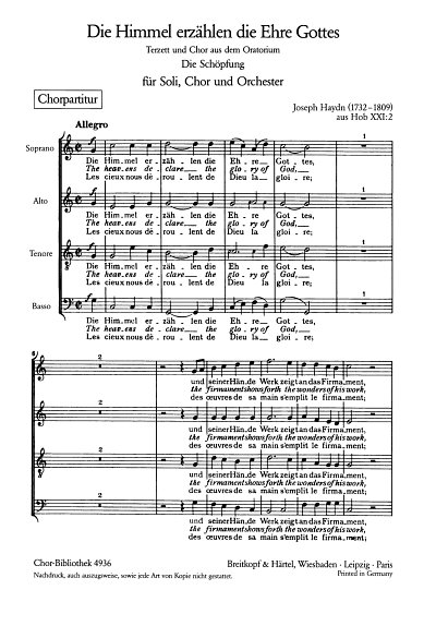 J. Haydn: Die Himmel erzählen die Ehre , 4GesGchOrchO (Chpa)