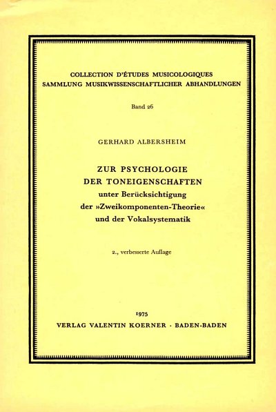 G. Albersheim: Zur Psychologie der Toneigenschaften (Bu)