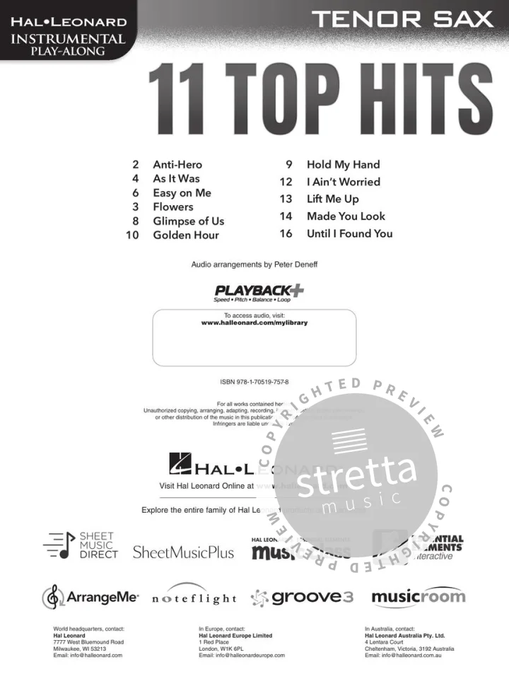 11 Top Hits for Tenor Sax, Tsax (1)