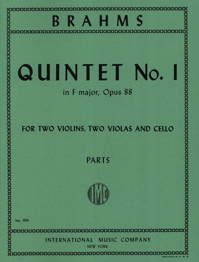 J. Brahms: Quintet no. 1 in F major, op. 88, Stro (Pa+St)