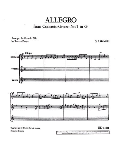 G.F. Händel: Allegro op. 6/1 , 3Blf (Sppa)