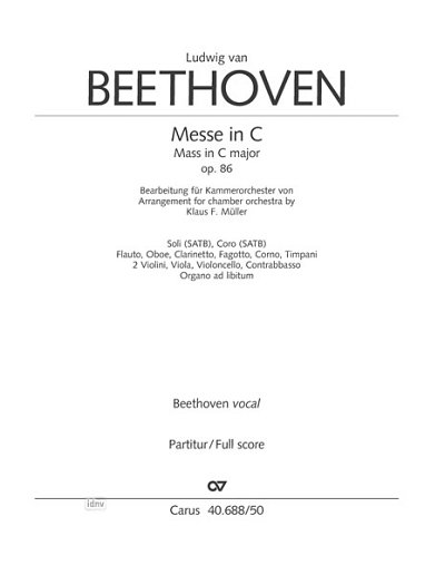 DL: L. v. Beethoven: Messe in C C-Dur op. 86 (Part.)